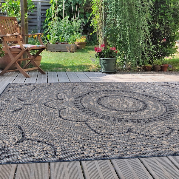 World Rug Gallery Medallion Design Indoor/Outdoor Area Rug 7'10'' x 10 Blue 415BLUE8X10 - main
